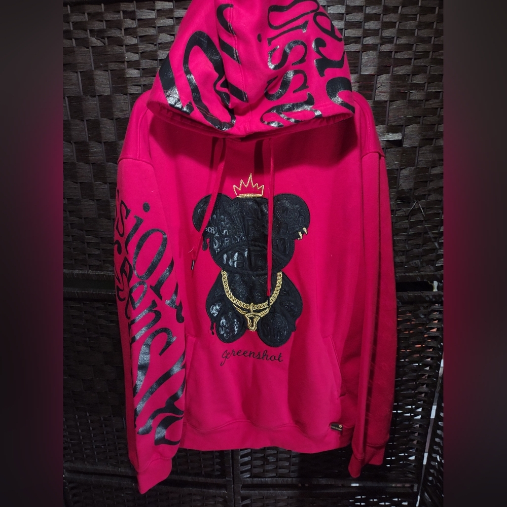 Screenshot Black and Red Teddy Bear Hoodie Mens 3XL